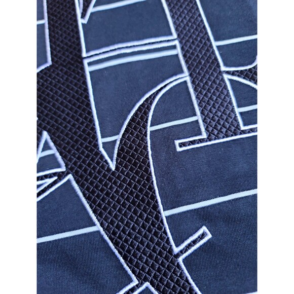 NWT CH Carolina Herrera Men's Navy Blue Striped Embroidered Logo Tshirt XL $290 - Picture 4 of 9